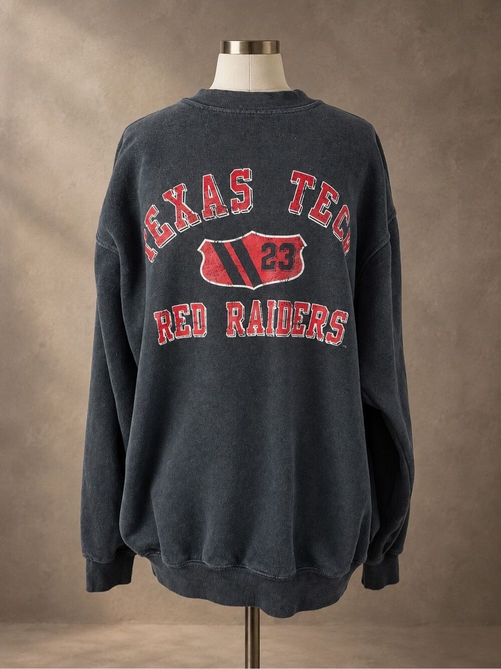 Soffe Size L Texas Tech Red Raiders Crewneck Sweatshirt Faded Black